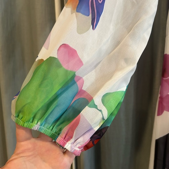 Elegant Floral Long Sleeve Dress - Multicolor - Picture 4 of 7